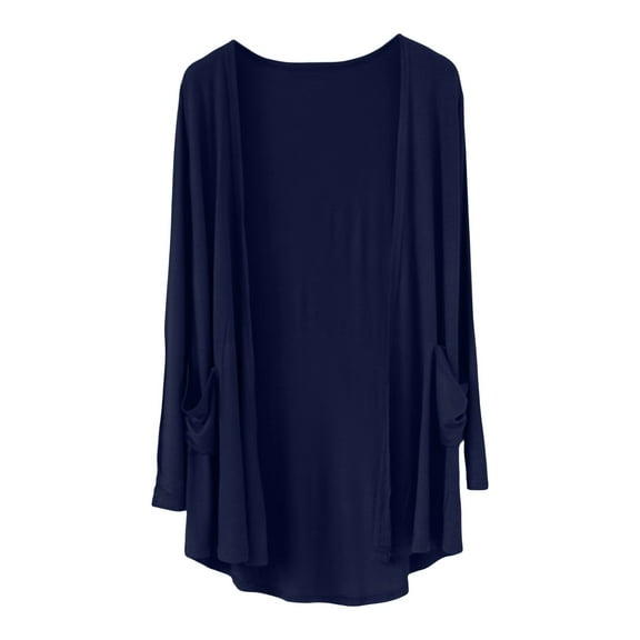 Yigetop Summer Cardigan, Women's Summer Cardigan Female Thin Long Sleeved Shawl Versatile Small Jacket Cotton Clothes Air Conditioning Shirt Large Size Light Cardigans for Women Summer Navy L