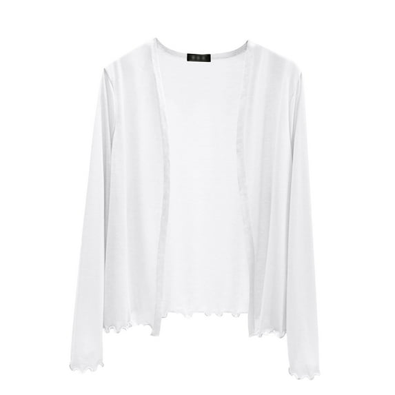 Yigetop Summer Cardigan, Women's Thin Long Sleeved Cardigan for Women Short Styles Sun Clothes Large Size Loose Air Conditioning Shawl Exterior Exterior Cardigans for Women Trendy White M
