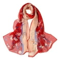thumbnail image 1 of Yigetop Summer Scarf for Women Lightweight 160*50Cm Women Flower Print Long Soft Wrap Scarf Simulation Silk Shawl Scarves Chiffon Scarf Red One Size, 1 of 4