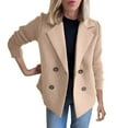 thumbnail image 1 of Yigetop Sweater Blazer, Women's Lapel Knitted Patchwork Sleeve Casual Coat Cropped Double Breasted Suit Sweater for Women Blazer Sweaters for Women Khaki 5XL, 1 of 9