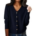 thumbnail image 1 of Yigetop Sweater Cardigan Women Women's V Neck Long Sleeved Cardigan Loose Fitting Sweater Knitwear Button Down Cardigans for Women Black L, 1 of 2