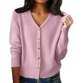 thumbnail image 1 of Yigetop Sweater Cardigan Women Women's V Neck Long Sleeved Cardigan Loose Fitting Sweater Knitwear Button Down Cardigans for Women Pink XL, 1 of 2