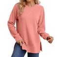 thumbnail image 1 of Yigetop Sweatshirt for Women Side Split Fall Fashion 2026 Long Sleeve Shirts Casual Lightweight Soft Loose Fit Tops Light Pink 3XL, 1 of 5