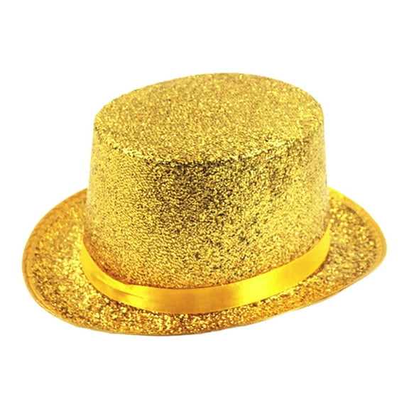 Yigetop Top Hats for Men Men's Festive Jazz Hat Stage Performance Faced Flat Hat Sequin Cowboy Hat Gold1 A