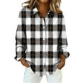 thumbnail image 1 of Yigetop Tops for Women, Women's Fashion Casual Printed Button Long Sleeve Shirts Tops Button Up Shirt Women Black L, 1 of 1