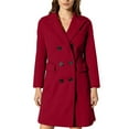 thumbnail image 1 of Yigetop Trench Coat Women Women's Trench Coat Classic Lapel Outerwear Coat Mid Long Pea Trench Coat Coats for Women Wine XL, 1 of 1