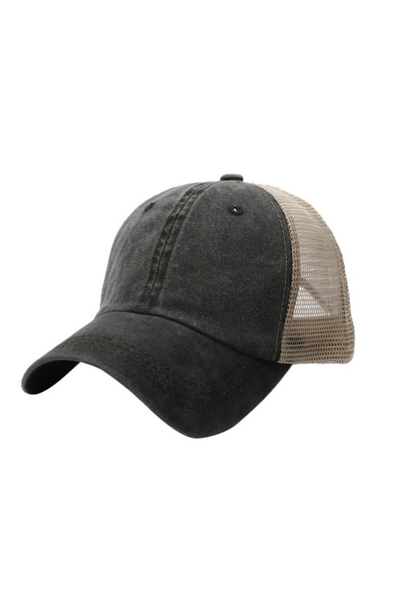 Trucker Hat, Unisex Outdoor Cotton High Quality Embroidered Mesh Baseball Caps Adjustable Womens Trucker Hat Black One Size