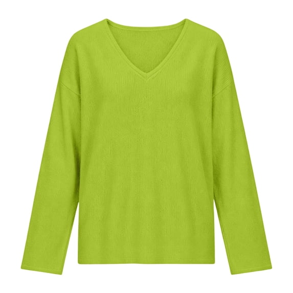 Yigetop Tshirt for Women Loose Lightweight Long Sleeve Pullover Versatile Spring Autumn Casual Top Green S