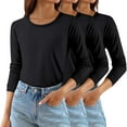 thumbnail image 1 of Yigetop Undershirts for Women, Women's Velvet Comfortable Round Neck Undershirt Long Sleeve Lightweight Base Layer Undershirt Tees Womens Undershirts Rose Gold 3XL, 1 of 3