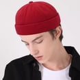 thumbnail image 1 of Yigetop Unisex Brimless Hats Adjustable Linen Blend Skull Cap Breathable No Brim Beanie Hat Lightweight Summer Brimless Hat for Men Women Red, 1 of 5