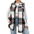 thumbnail image 1 of Yigetop Vest Tops for Women Autumn and Winter New foreign Trade Women's Fashion Plaid Sleeveless Lapel Side Pocket Shirt Waistcoat Vests for Women 2024 Trendy Red L, 1 of 3