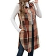 thumbnail image 1 of Yigetop Vest Tops for Women Flannel Vest for Women 2024 Fall Plaid Lightweight Lined Long Fashion Casual Elegant Jacket with Pockets Vests for Women 2024 Trendy orange XL, 1 of 7