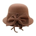 thumbnail image 1 of Yigetop Vintage Hats for Women Women's Autumn and Winter Bow Knot Round Top Casual Fisherman's Basin Cap Small Bowler Hat Cloche Hats for Women D A, 1 of 3