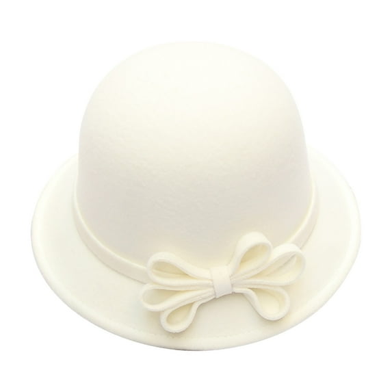 Yigetop Vintage Hats for Women Women's Autumn and Winter Bow Knot Round Top Casual Fisherman's Basin Cap Small Bowler Hat Cloche Hats for Women E M