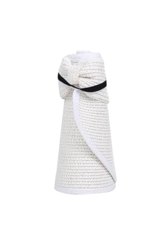 Visor Hats for Women, Women's Summer Foldable Straw Sun Visor W/Cute Bowtie Hat Womens Sun Hat White One Size