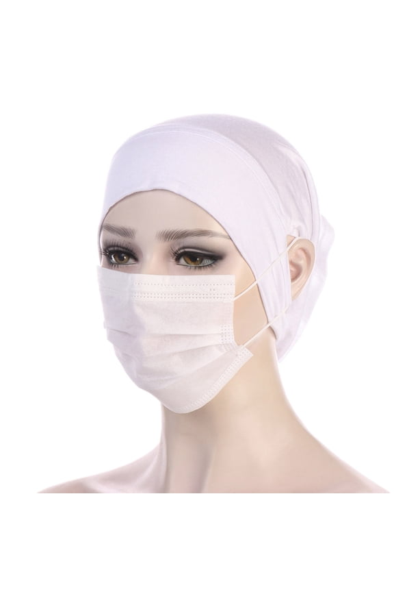 White Muslim Hijab Undercap With Ear Hole Underscarf Inner Cap Jersey Hijabs Bonnet Caps Turban Under Cap With Ear Cut Outs for Headphones Hats Hot Sale Hat