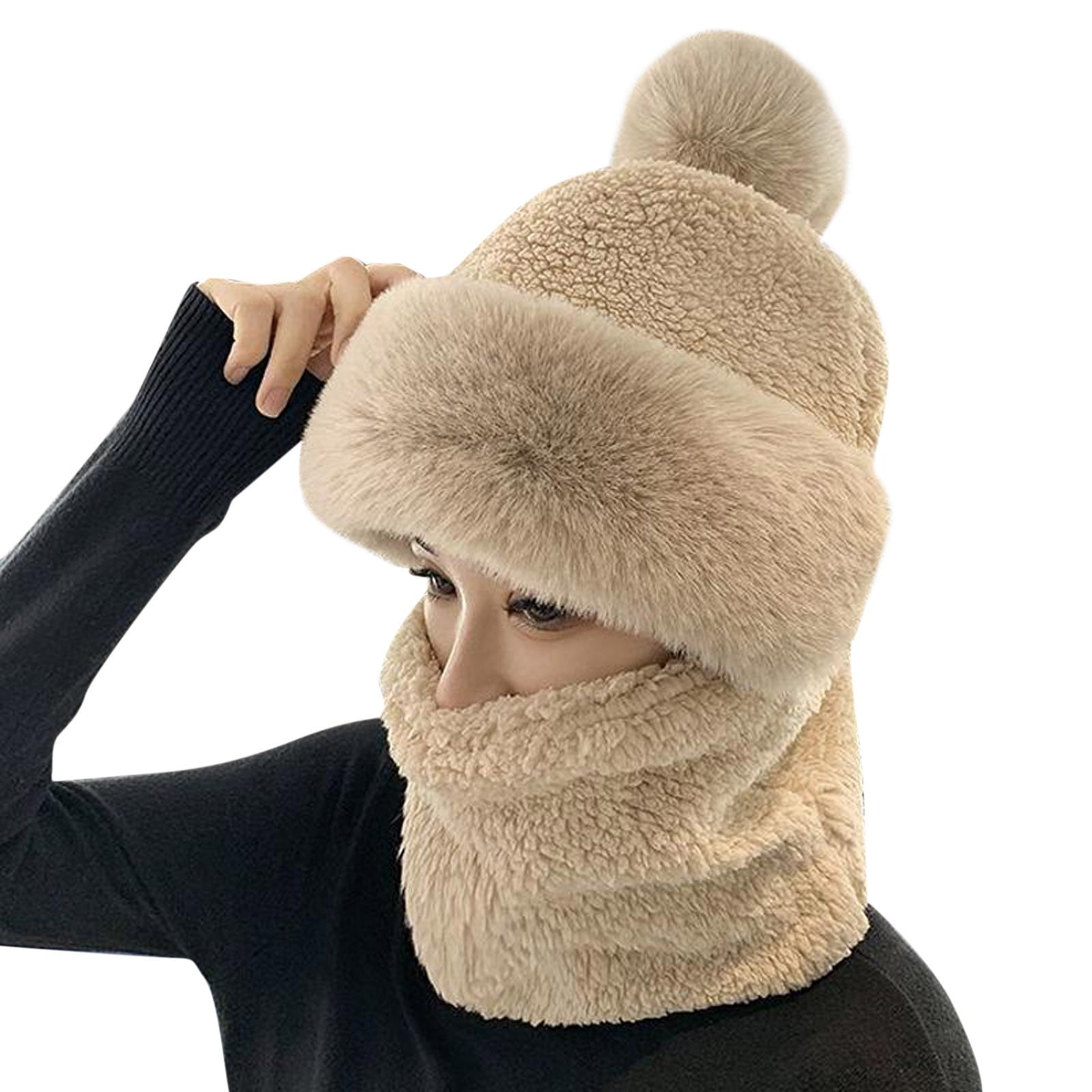 Yigetop Winter Beanie Women Windproof Scarf Hat Winter Warm Scarf