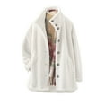 thumbnail image 1 of Yigetop Winter Coat for Women New Cardigan Button Down Coat Solid Color Cardigan Hoodie Fleece Coat Women's Fleece Jackets & Coats White 4XL, 1 of 4