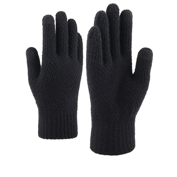 Yigetop Winter Gloves Knitted Winter Fall Warm Thickened Gloves and Men's Woolen Gloves Gloves for Cold Weather Black One Size