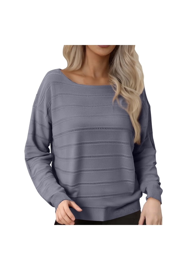 Woman Sweaters, Knitted Jumper Women's Crew Neck Pullover Autumn Oversize Long Sleeve Fleece Sweatshirt Loose Jumper Casual Sweater Fall Sweaters for Women Grey 2XL