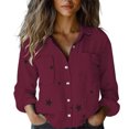 thumbnail image 1 of Yigetop Women Button Down Shirt, Women's Fashion Spring Summer Casual Long Sleeve Loose Shirt Top Womens Long Sleeve Button Down Shirts Red 4XL, 1 of 9