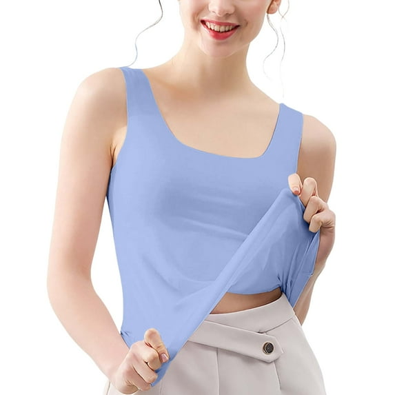Yigetop Women Tank Top! Womens Tank Tops Sleeveless Neck Loose Fit Summer Clothes Basic Tank Tops for Women Light Blue M