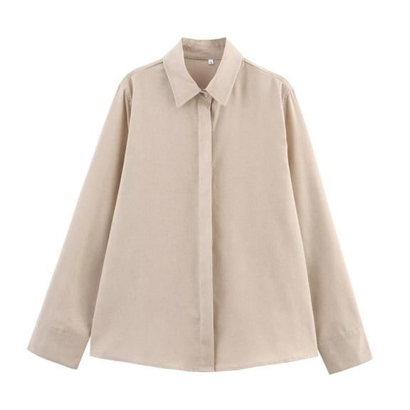 Yigetop Women's Blouses & Button-Down Shirts, Women Casual Lapel Collar Long Sleeve Slim Fit Shirt Womens Button Down Blouse Khaki S