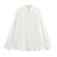 thumbnail image 1 of Yigetop Women's Blouses & Button-Down Shirts, Women Casual Lapel Collar Long Sleeve Slim Fit Shirt Womens Button Down Blouse White M, 1 of 8