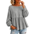 thumbnail image 1 of Yigetop Women's Boat Neck Peplum Sweatshirt Lightweight Long Sleeve Loose Fit Casual Pullover Tops Grey S, 1 of 4