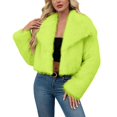thumbnail image 1 of Yigetop Women's Fur & Faux Fur Jackets & Coats Women's 2025 Winter Coats Fleece Cropped Jacket Long Sleeve Warm Outerwear Fall Clothes Faux Fur Jacket Women Green 3XL, 1 of 1