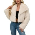 thumbnail image 1 of Yigetop Women's Fur & Faux Fur Jackets & Coats Women's 2025 Winter Coats Fleece Cropped Jacket Long Sleeve Warm Outerwear Fall Clothes Faux Fur Jacket Women Beige L, 1 of 1