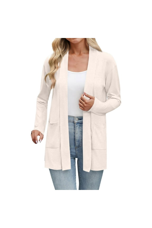 Women's Lightweight Cardigans, Lightweight Cardigans for Women Long Sleeve Thin Summer Cardigans Open Front Cardigan Fall Fashion Cardigan Lightweight Open Front Cardigans for Women Beige L
