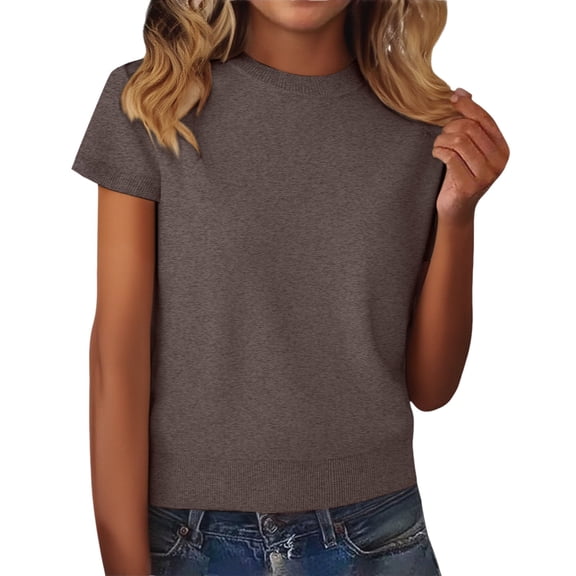 Yigetop Women's Tops, Tees & Blouses Women's Wool Blend Fall Layering Pullover Sweaters Dressy Tops for Women Coffee L