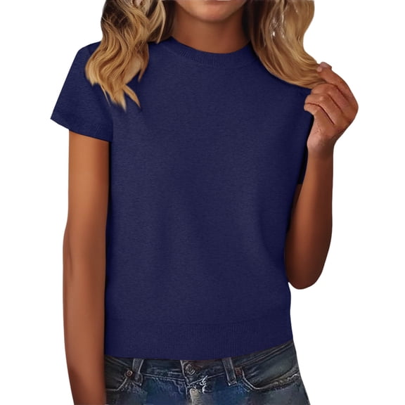 Yigetop Women's Tops, Tees & Blouses Women's Wool Blend Fall Layering Pullover Sweaters Dressy Tops for Women Dark Blue S