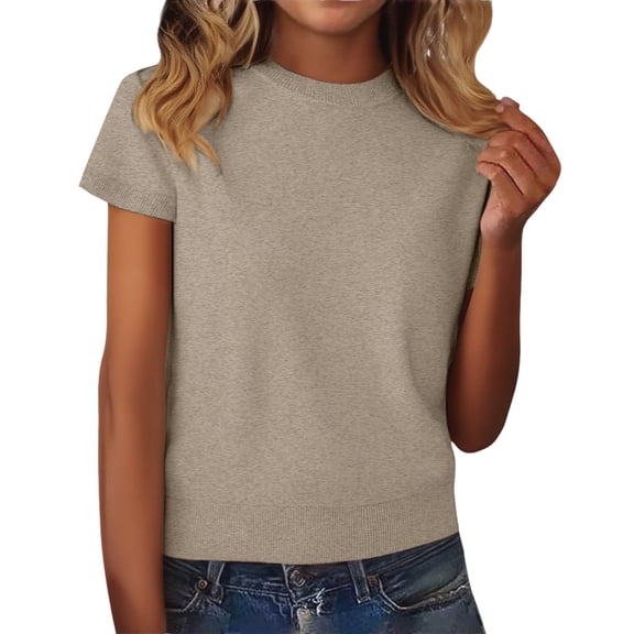 Yigetop Women's Tops, Tees & Blouses Women's Wool Blend Fall Layering Pullover Sweaters Dressy Tops for Women Khaki S