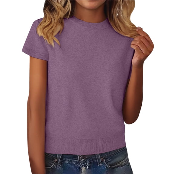 Yigetop Women's Tops, Tees & Blouses Women's Wool Blend Fall Layering Pullover Sweaters Dressy Tops for Women Purple M