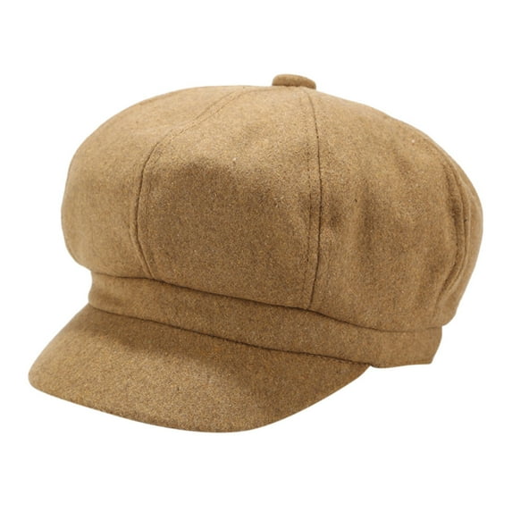 Yigetop Women's Winter Hats Vintage Women Winter Solid Hat Beret Cap Korean Painter Newsboy Berets Winter Hats for Women Fashionable Khaki One Size