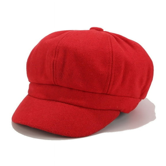 Yigetop Women's Winter Hats Vintage Women Winter Solid Hat Beret Cap Korean Painter Newsboy Berets Winter Hats for Women Fashionable Watermelon Red M