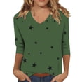 thumbnail image 1 of Yigetop Womens 3/4 Sleeve T Shirts, Women's Fashion Casual Print Three Quarter Sleeve Top T Shirt Quarter Length Sleeve Tops for Women Green L, 1 of 9