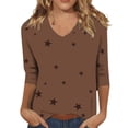 thumbnail image 1 of Yigetop Womens 3/4 Sleeve T Shirts, Women's Fashion Casual Print Three Quarter Sleeve Top T Shirt Quarter Length Sleeve Tops for Women Khaki 3XL, 1 of 9