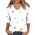 thumbnail image 1 of Yigetop Womens 3/4 Sleeve T Shirts, Women's Fashion Casual Print Three Quarter Sleeve Top T Shirt Quarter Length Sleeve Tops for Women White L, 1 of 9