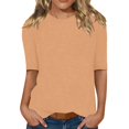 thumbnail image 1 of Yigetop Womens 3/4 Sleeve Tops! Women's Half Sleeve T Shirt Crew Neck Summer T Shirt Lightweight Plain Top Basic Tops 3/4 Sleeve T Shirts for Women orange M, 1 of 6
