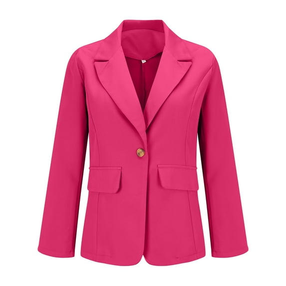 Yigetop Womens Blazer Womens Casual Open Front Long Sleeve Lapel Collar Button Work Business Jacket Blazers for Women Hot Pink 3XL