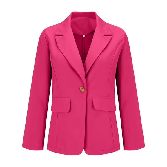 Yigetop Womens Blazer Womens Casual Open Front Long Sleeve Lapel Collar Button Work Business Jacket Blazers for Women Hot Pink 3XL