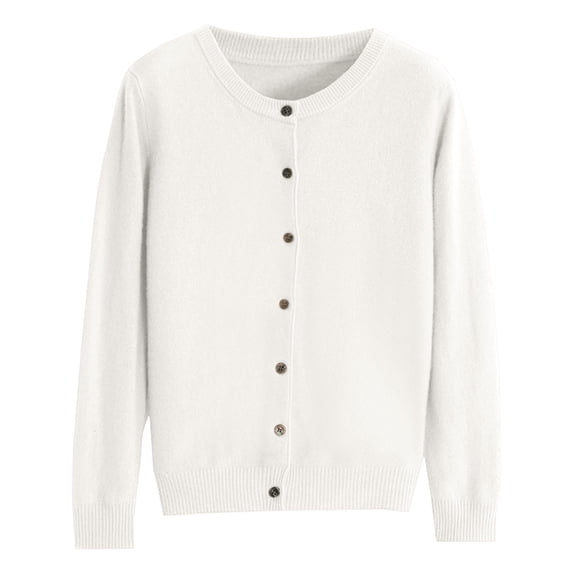 Yigetop Womens Cardigans Lightweight, Womens Long Sleeve Crewneck Button Down Cardigans Soft Knit Basic Open Front Lightweight Cardigan Sweaters Sweaters for Women White 2XL