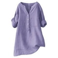 thumbnail image 1 of Yigetop Womens Collared Shirt, Loose Button Shirt Top Stand Solid Color Sleeve Collar Casual Women's Shirt Women's Shirt Work Clothes for Women 2025 Purple XL, 1 of 3