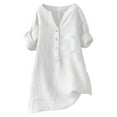 thumbnail image 1 of Yigetop Womens Collared Shirt, Loose Button Shirt Top Stand Solid Color Sleeve Collar Casual Women's Shirt Women's Shirt Work Clothes for Women 2025 White 5XL, 1 of 3