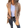 thumbnail image 1 of Yigetop Womens Jackets Trendy Suede Long Coat Women Fall Winter Button Down Oversized Jackets Lightweight Cardigan Trench Coats Light Jackets for Women Khaki 3XL, 1 of 6