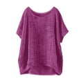thumbnail image 1 of Yigetop Womens Linen Tops Women's Summer Short Sleeve Solid Casual Loose Linen Top Linen Blouses for Women Purple S, 1 of 4