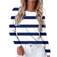 thumbnail image 1 of Yigetop Womens Long Sleeve Tops, Women's Fashion Spring Summer Casual Long Sleeve Loose T Shirt Top Fall Shirt Navy 2XL, 1 of 1